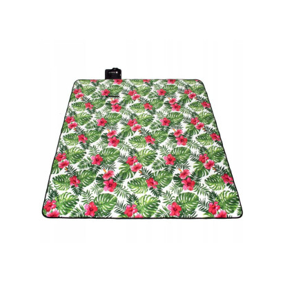Pikniková deka 200x200 cm, zeleno-červená SPRINGOS FLOWERS