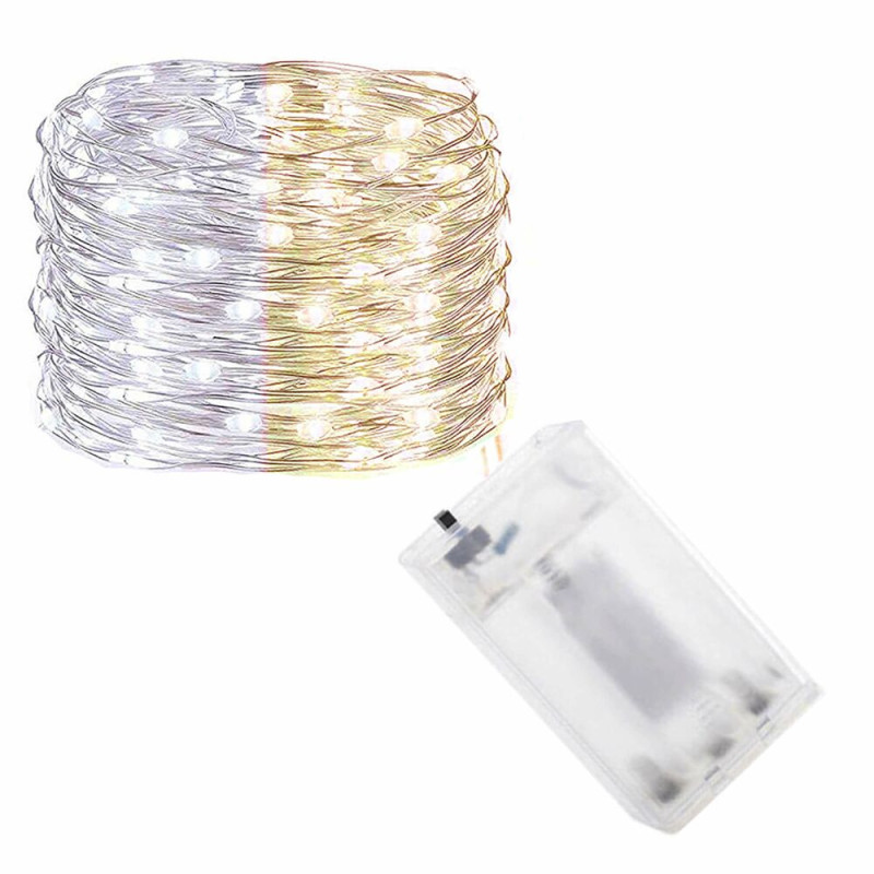 LED reťaz Nano Duo - 10m, 100LED, 3xAA, biela/žltá