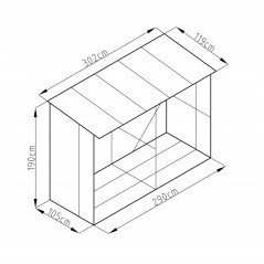 Prístrešok na drevo WOH 682 - 302 x 119 cm, šedý