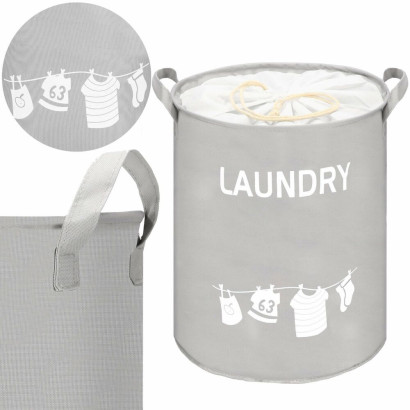 Úložný kôš 55l, šedý s nápisom Laundry SPRINGOS HA0117