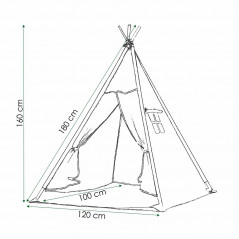 Teepee stan pre deti SPRINGOS Svetlo modrý s oblakmi