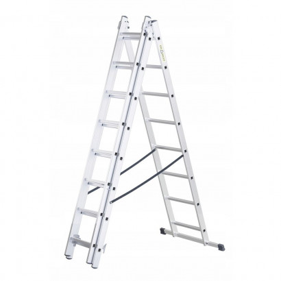 Hliníkový rebrík 3x8 priečok trojdielny DRABEST DW3-8 BASIC
