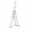 Profesionálneho viacúčelový rebrík, 3x9 priečok. TOP model, nadštandardná výbava, max. pracovná výška 7,38 m, nosnosť 150 kg. Certifikácia EN 131 na profesionálne použitie.
