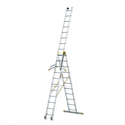 Hliníkový rebrík 3x11 priečok trojdielny DRABEST DW3-11 MAX