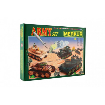Stavebnica MERKUR Army Set 674ks 2 vrstvy v krabici 36x27x5,5cm
