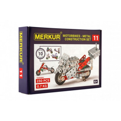 Stavebnica MERKUR 011 Motocykel 10 modelov 230ks v krabici 26x18x5cm