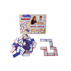 Domino sčítanie a odčítanie do 10 spoločenská hra 60ks v krabici 22x16x3cm