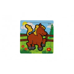 Mini puzzle drevené 9 dielikov Moje prvé zvieratká pre najmenších 15x15x0,8cm asst 6 druhov MPZ 12m+