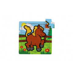 Mini puzzle drevené 9 dielikov Moje prvé zvieratká pre najmenších 15x15x0,8cm asst 6 druhov MPZ 12m+