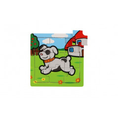 Mini puzzle drevené 9 dielikov Moje prvé zvieratká pre najmenších 15x15x0,8cm asst 6 druhov MPZ 12m+