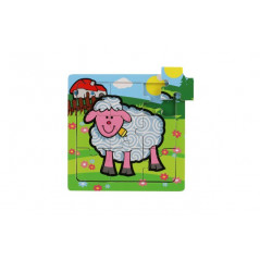 Mini puzzle drevené 9 dielikov Moje prvé zvieratká pre najmenších 15x15x0,8cm asst 6 druhov MPZ 12m+