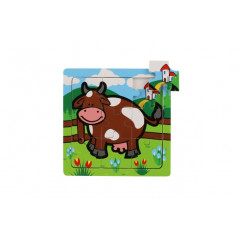 Mini puzzle drevené 9 dielikov Moje prvé zvieratká pre najmenších 15x15x0,8cm asst 6 druhov MPZ 12m+