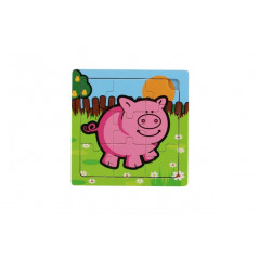 Mini puzzle drevené 9 dielikov Moje prvé zvieratká pre najmenších 15x15x0,8cm asst 6 druhov MPZ 12m+