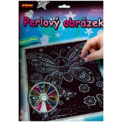 Perlový obrázok 200ks farebných perál 20,3x25,4cm asst 3 druhy na karte