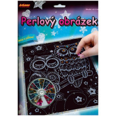 Perlový obrázok 200ks farebných perál 20,3x25,4cm asst 3 druhy na karte