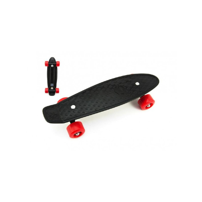 Skateboard - pennyboard 43cm, nosnosť 60kg plastové osi, čierne, červené kolesá