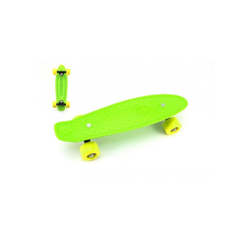 Skateboard - pennyboard 43cm, nosnosť 60kg plastové osi, zelené, žlté kolesá