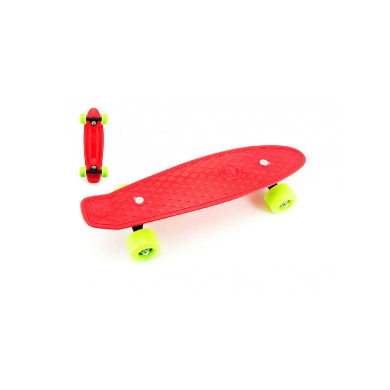 Skateboard - pennyboard 43cm, nosnosť 60kg plastové osi, červené, zelené kolesá