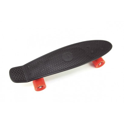 Skateboard - pennyboard 60cm nosnosť 90kg, kovové osi, čierne, oranžové kolesá