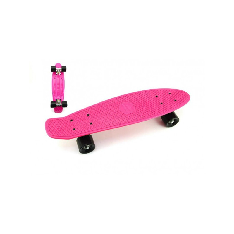 Skateboard - pennyboard 60cm nosnosť 90kg, kovové osi, ružová farba, čierne kolesá