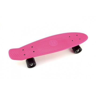 Skateboard - pennyboard 60cm nosnosť 90kg, kovové osi, ružová farba, čierne kolesá