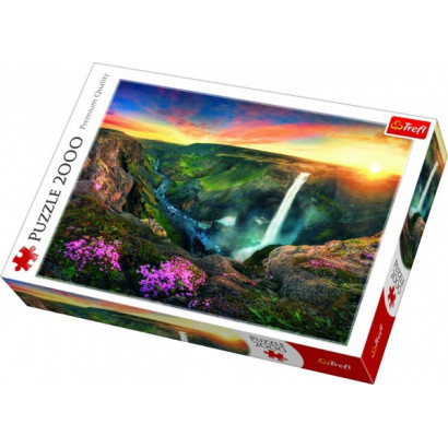 Puzzle Vodopád Háifoss, Island 2000 dielikov 96x68cm v krabici 40x27x6cm