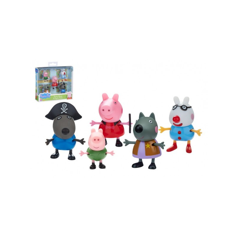 Prasiatko Peppa/Peppa Pig plast set 5 figúrok v maškarných šatách v krabičke 16x15x4,5cm