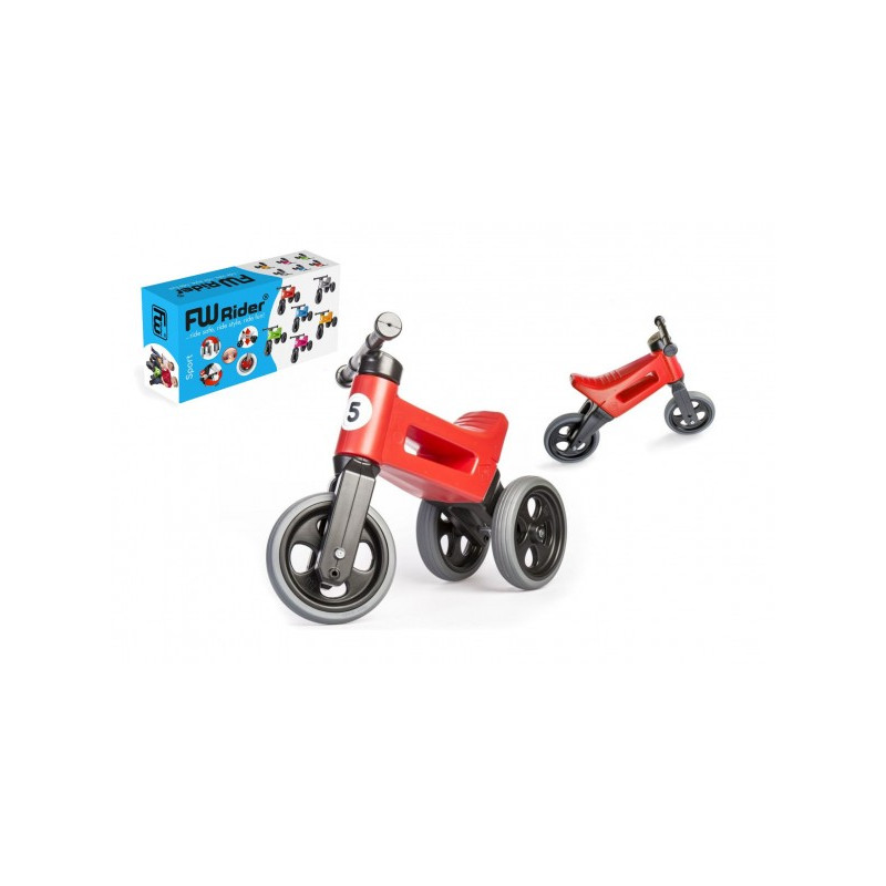 Odrážadlo FUNNY WHEELS Rider Šport červené 2v1, výška sedla 28 / 30cm nosnosť 25kg 18m + v krabici