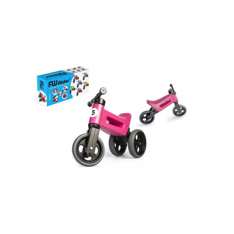 Odrážadlo FUNNY WHEELS Rider Šport ružové 2v1, výška sedla 28 / 30cm nosnosť 25kg 18m + v krabici