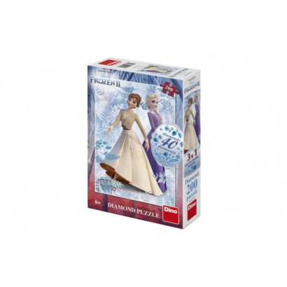 Puzzle 3v1 Ľadové kráľovstvo II/Frozen II 200 dielikov s diamantmi s lepidlom v krabici 20x29,5x6cm