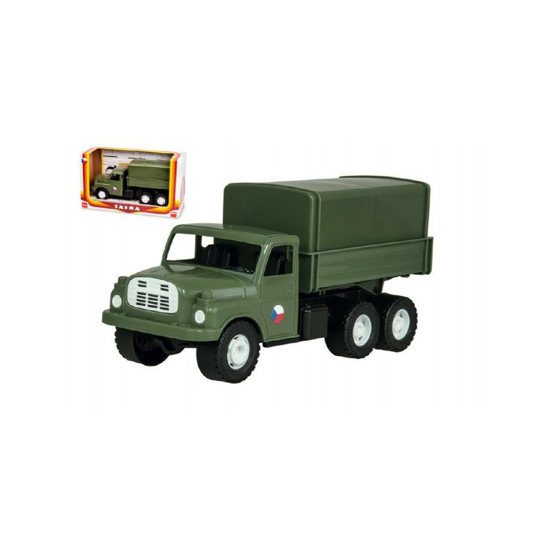 Auto nákladné Tatra 148 khaki vojenská plast 30cm v krabici 35x18x13cm