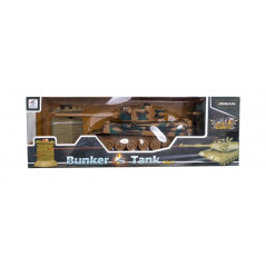 Tank RC 35cm+bunker na bat. plast s dobíjacím packom so zvukom sa svetlom 40MHz v krabici 51x17x19cm