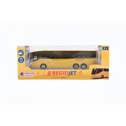 Autobus RegioJet kov / plast 18,5cm na spätný chod v krabičke