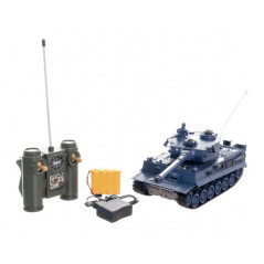 Tank RC plast 33cm TIGER 40MHz na batérie + dobíjacie pack so zvukom a svetlom v krabici 40x15x19