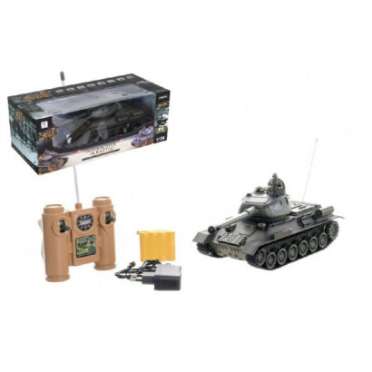 Tank RC plast 33cm T-34 27MHz na batérie + dobíjacie pack so zvukom a svetlom v krabici 40x15x19cm