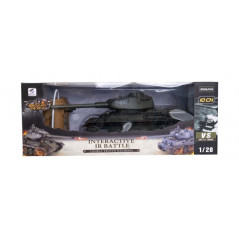 Tank RC plast 33cm T-34 27MHz na batérie + dobíjacie pack so zvukom a svetlom v krabici 40x15x19cm