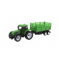 Traktor s vlekom plast 21cm na voľný chod 2 farby v krabičke 23x9x6cm