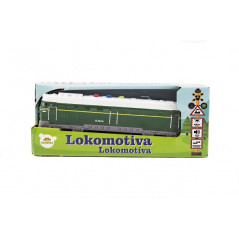 Lokomotíva / Vlak plast 23cm 2 farby na batérie so zvukom so svetlom 2 farby v krabičke 27x11x8cm