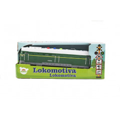 Lokomotíva / Vlak plast 23cm 2 farby na batérie so zvukom so svetlom 2 farby v krabičke 27x11x8cm