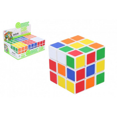 Kocka hlavolam 3x3x3 plast vo fólii 6x6x6cm 6ks v boxe