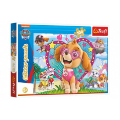 Puzzle Paw Patrol / Tlapková patrola trblietavé 100 dielikov 48x34cm v krabici 33x23x4cm