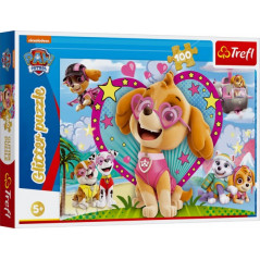 Puzzle Paw Patrol / Tlapková patrola trblietavé 100 dielikov 48x34cm v krabici 33x23x4cm