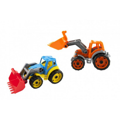 Traktor / nakladač / bager sa lyžicou plast na voľný chod 2 farby 17x37x17cm 12m +