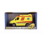 Auto ambulancie plast 20cm na zotrvačník na batérie so zvukom sa svetlom v krabici 26x15x12cm