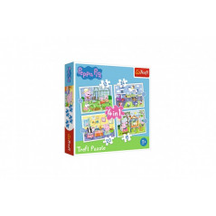 Puzzle 4v1 Peppa Pig / prasiatka Pepa Spomienka na prázdniny v krabici 28x28x6cm