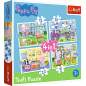 Puzzle 4v1 Peppa Pig / prasiatka Pepa Spomienka na prázdniny v krabici 28x28x6cm