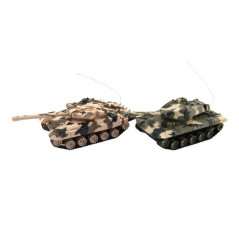 Tank RC 2ks 25cm tanková bitka + čias. pack 27MHZ a 40MHz maskáč so zvukom so svetlom v kr. 50x20x23