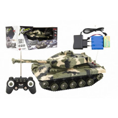 Tank RC plast 27cm 27MHz na batérie + dobíjacie pack so zvukom a svetlom v krabici 37x17x19cm