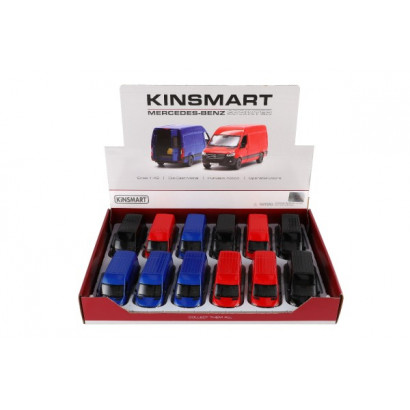 Auto/dodávka Kinsmart Mercedes-Benz Sprinter 1:48 kov/plast 12,5cm na spätné nat. 3barvy 12ks v boxe