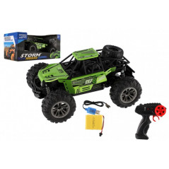 Auto RC buggy terénne zelené 22cm plast 2,4GHz na batérie + dobíjacie pack v krabici 32x16x18cm